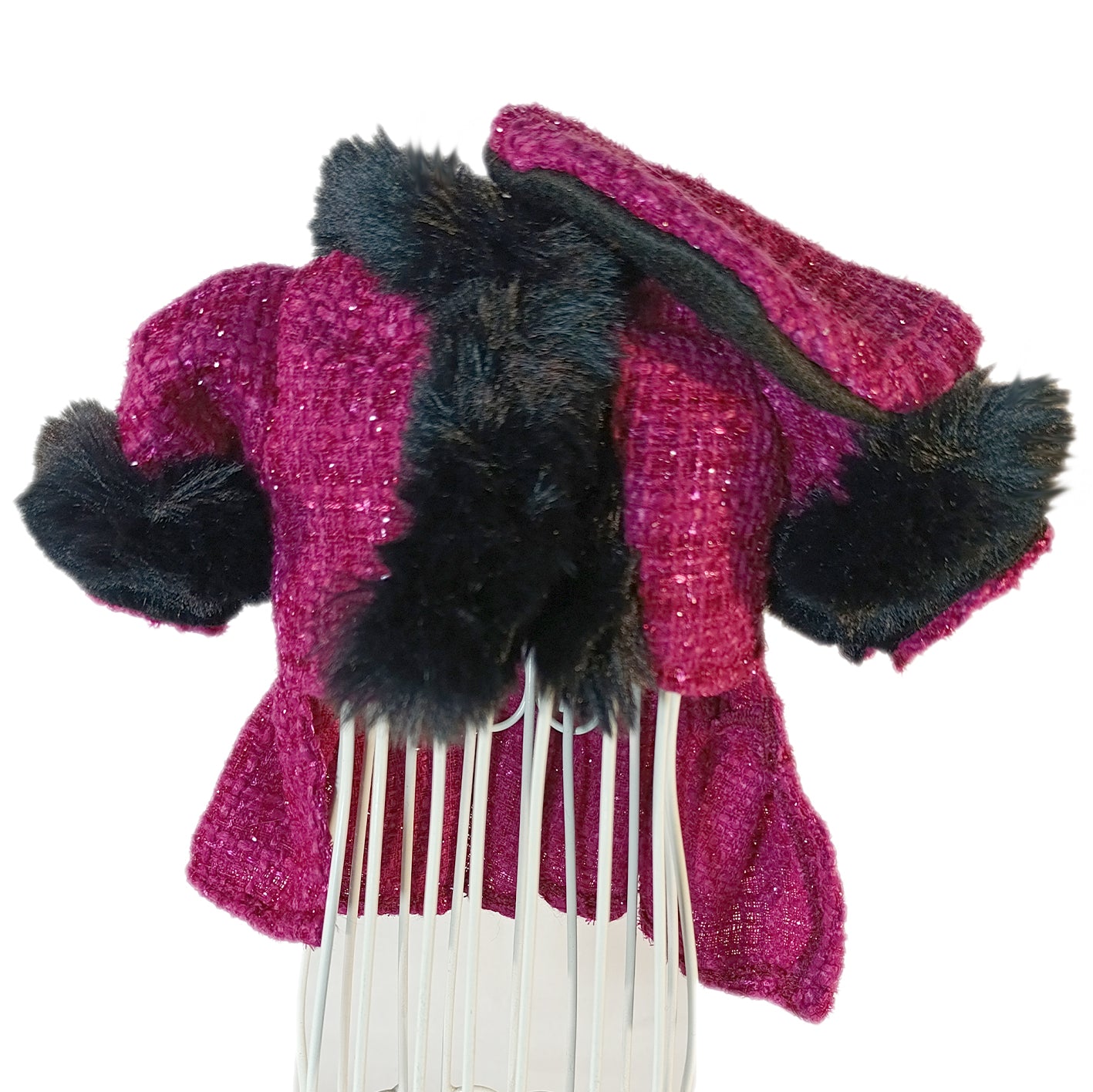 Abrigo rosa con peluche tipo chanel
