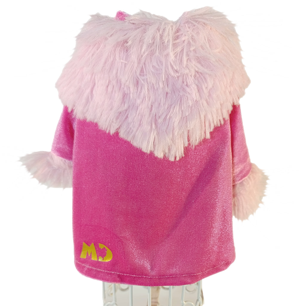 Abrigo Rosa terciopelo con bandana