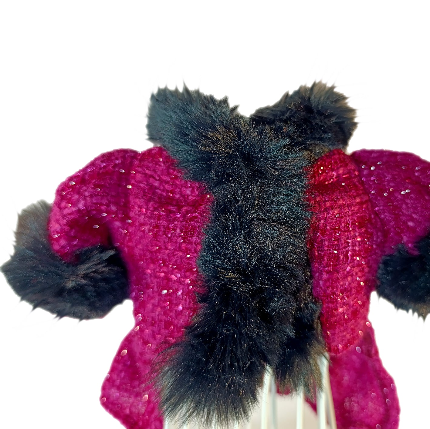 Abrigo rosa con peluche tipo chanel