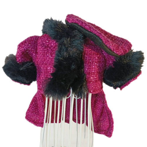 Abrigo rosa con peluche tipo chanel