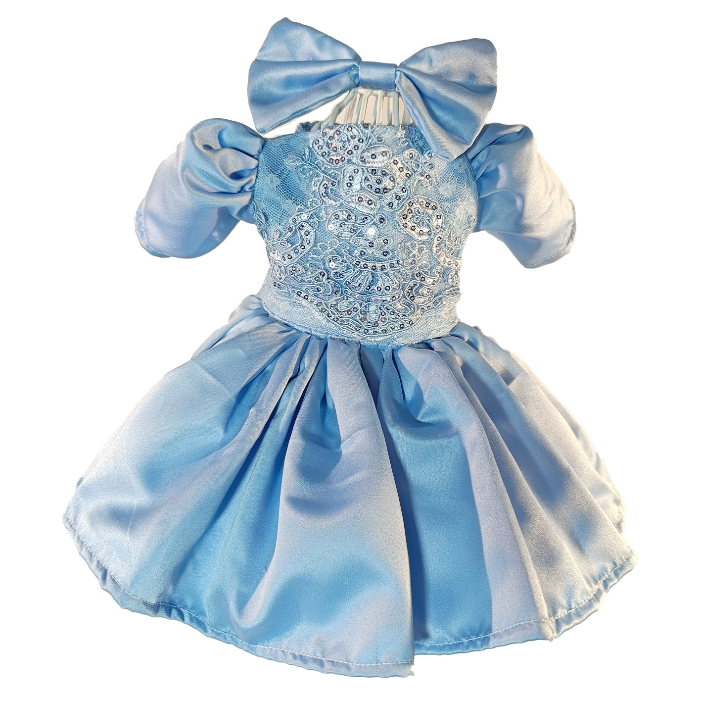 Vestido azul con aplicaciones