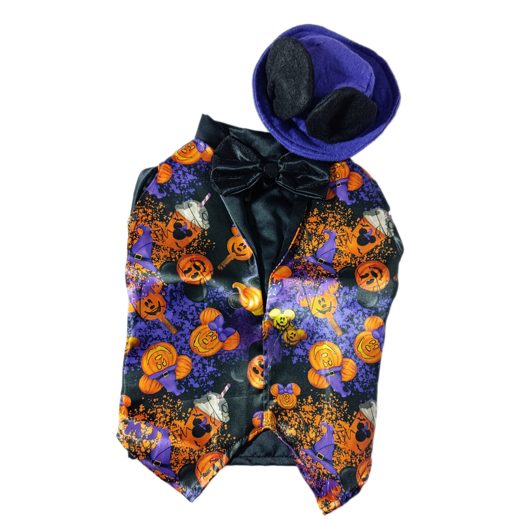 Camisa con chaleco y gorro morado halloween