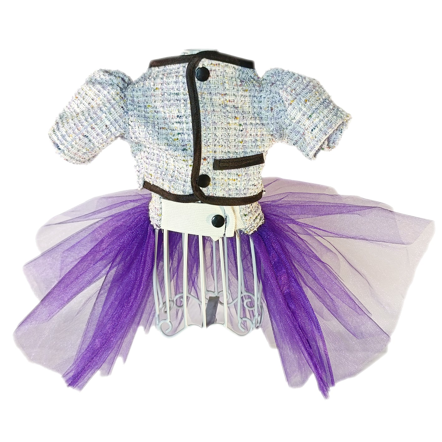 Saco con tutu tipo chanel azul