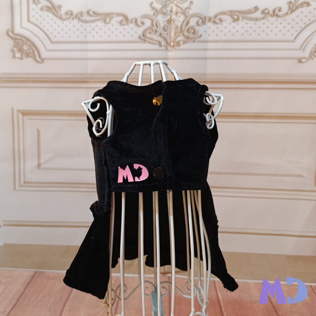 Vestido batita terciopelo negro