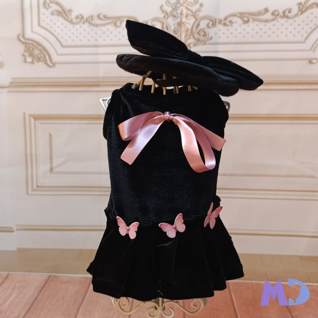 Vestido batita terciopelo negro