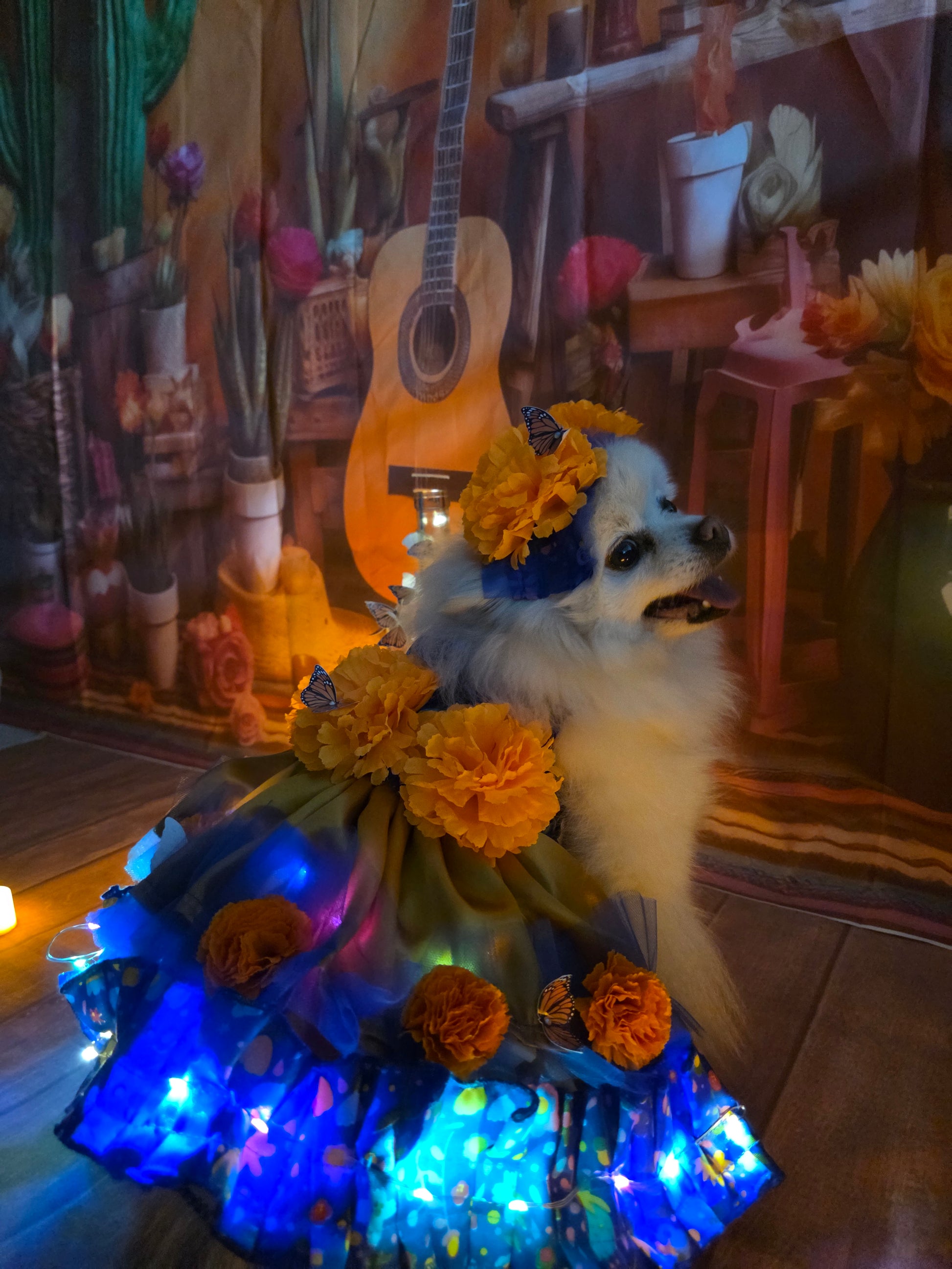 Vestido Azul catrina luces