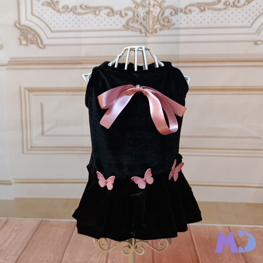 Vestido batita terciopelo negro