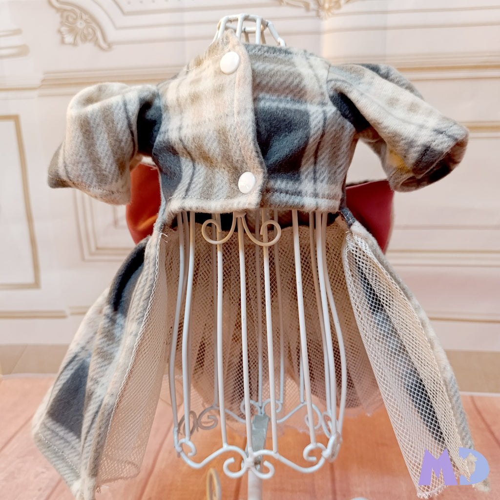 Vestido polar cuadros gris