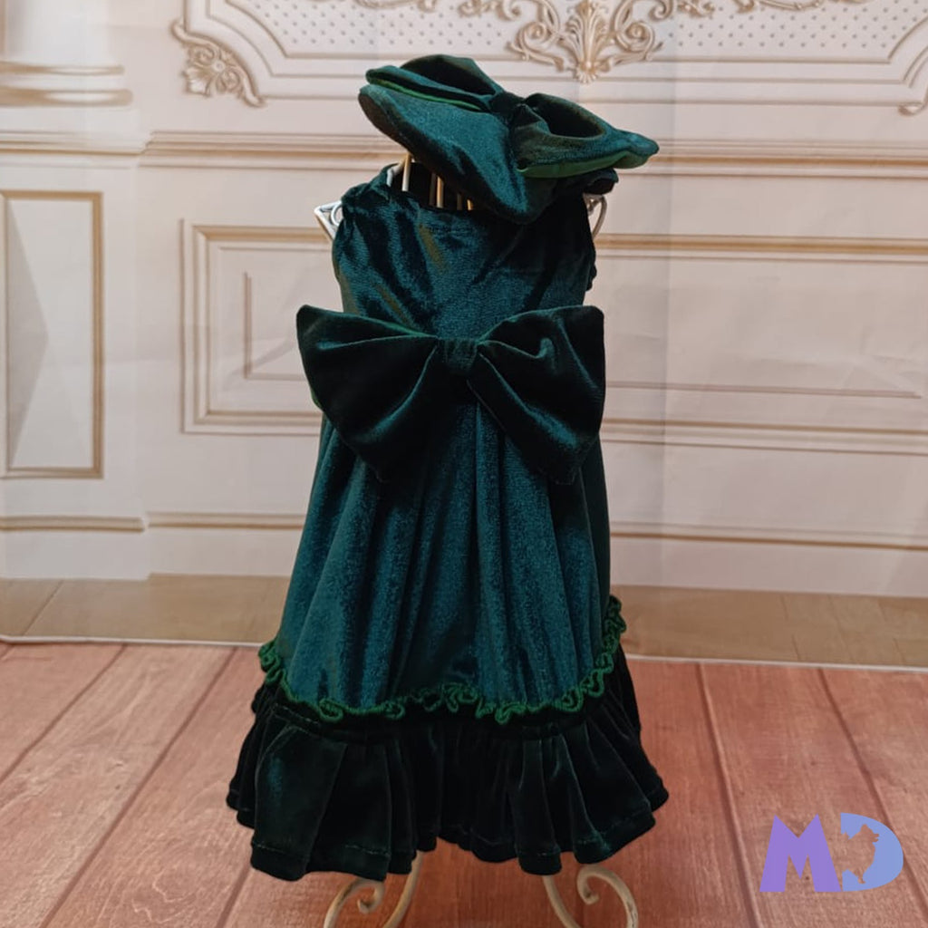 Vestido batita terciopelo verde