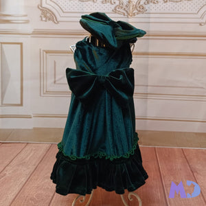 Vestido batita terciopelo verde