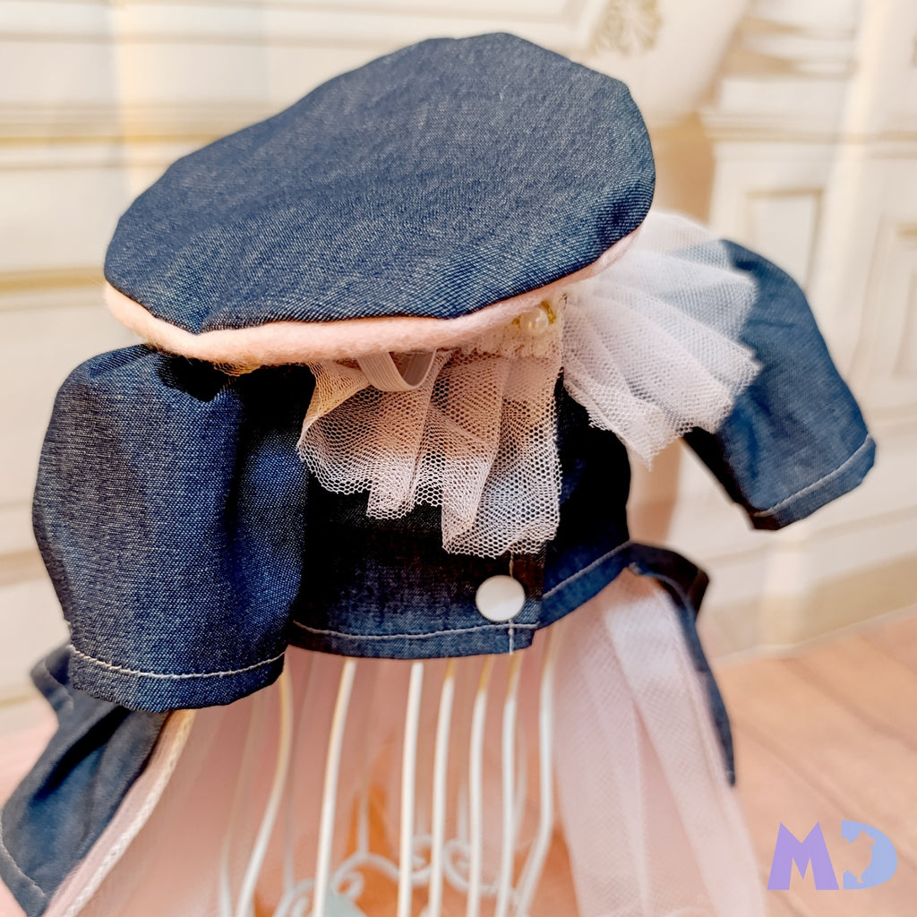 Vestido mezclilla collar perlas