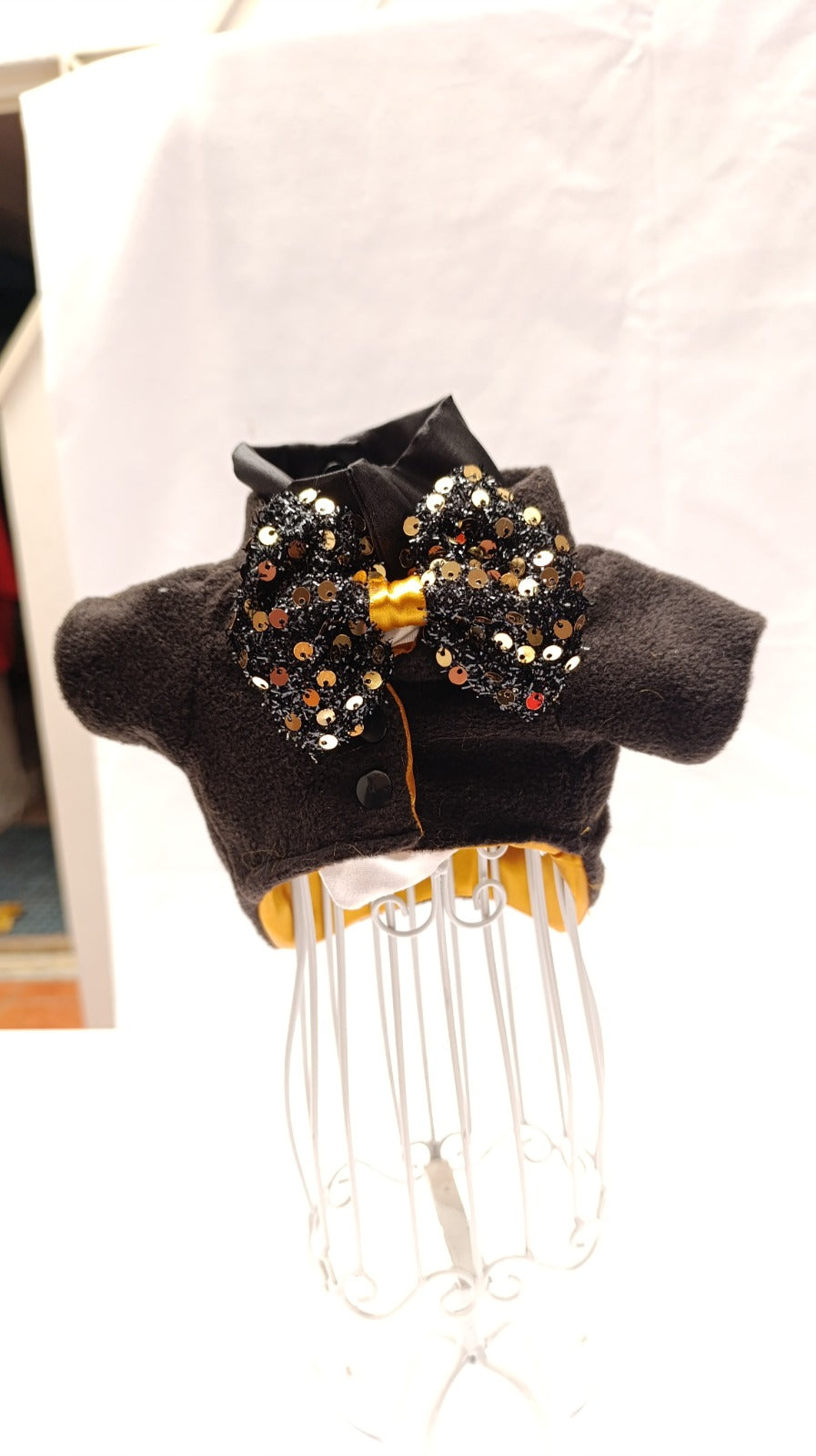 Smoking polar negro con monio lentejuela