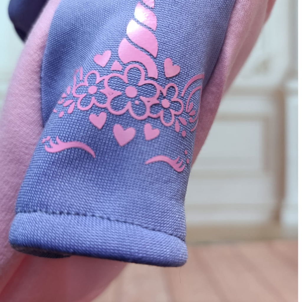 Sudadera unicornio morado rosa