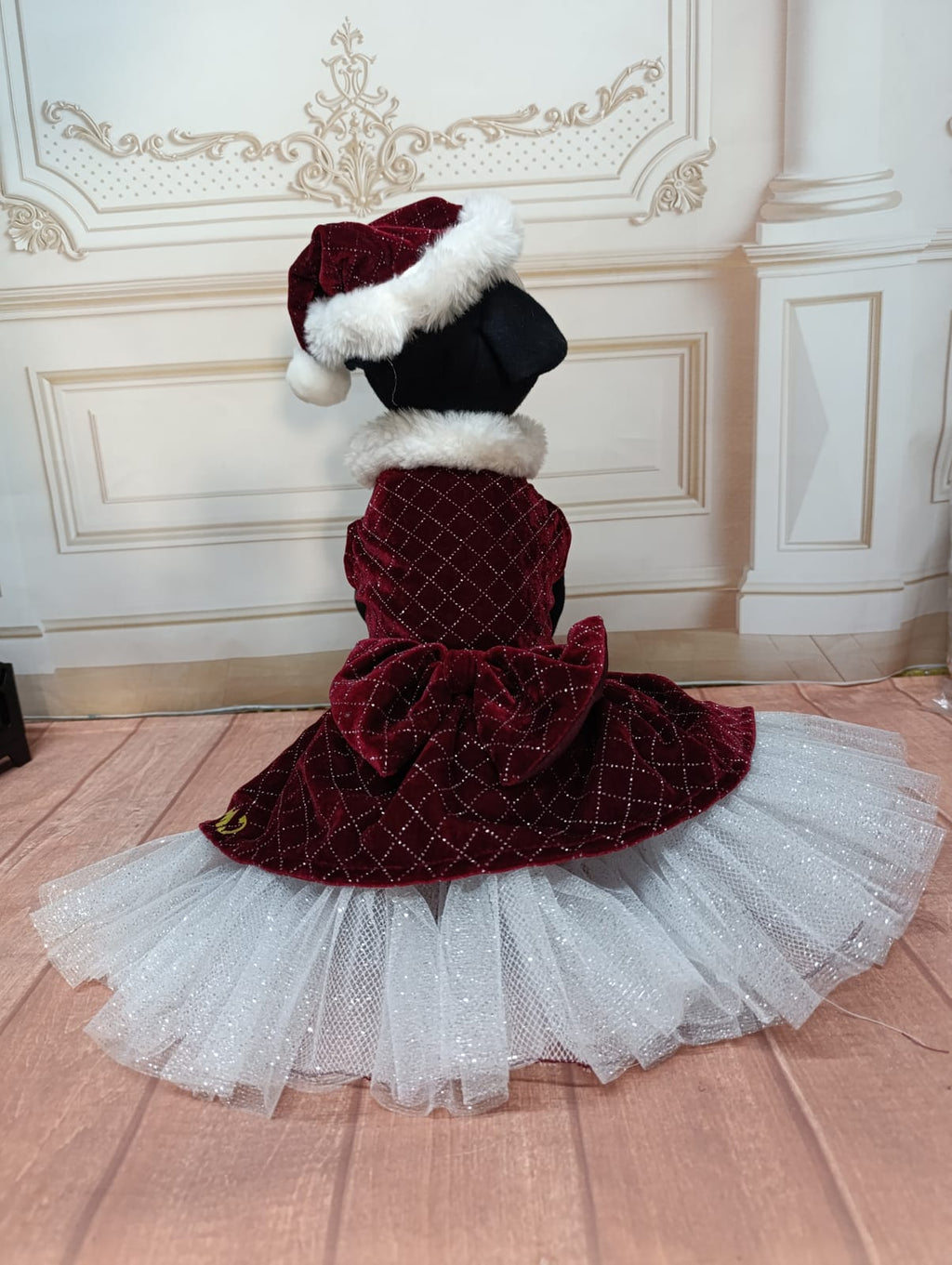 Vestido Santa delux Tinto con brillos