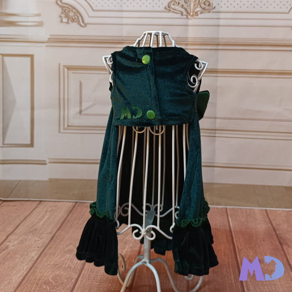 Vestido batita terciopelo verde