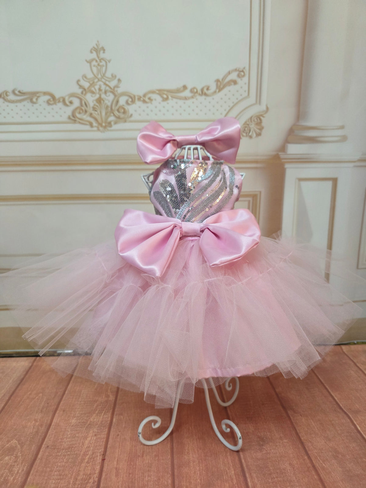 Vestido Rosa con plata Gala