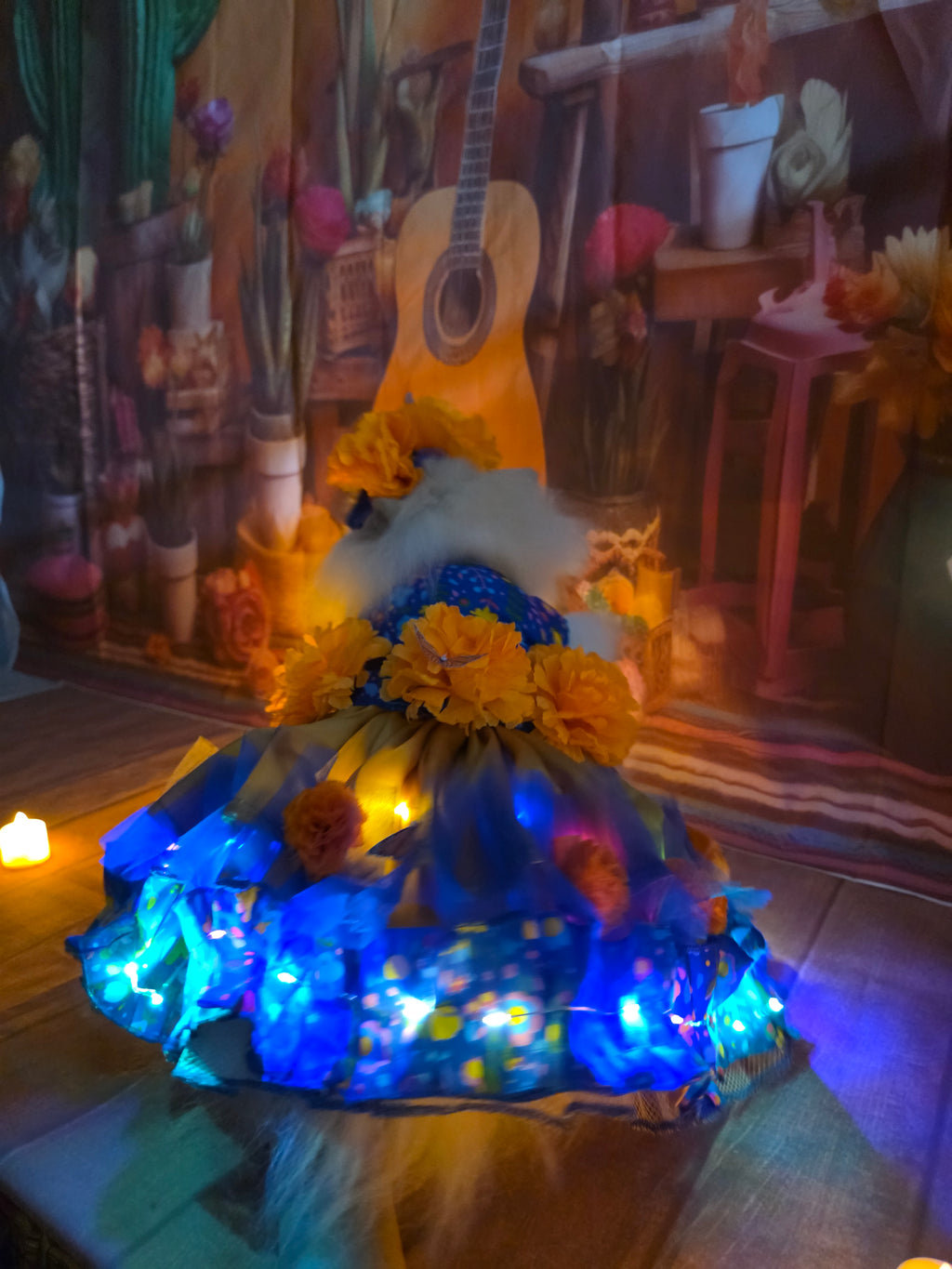 Vestido Azul catrina luces