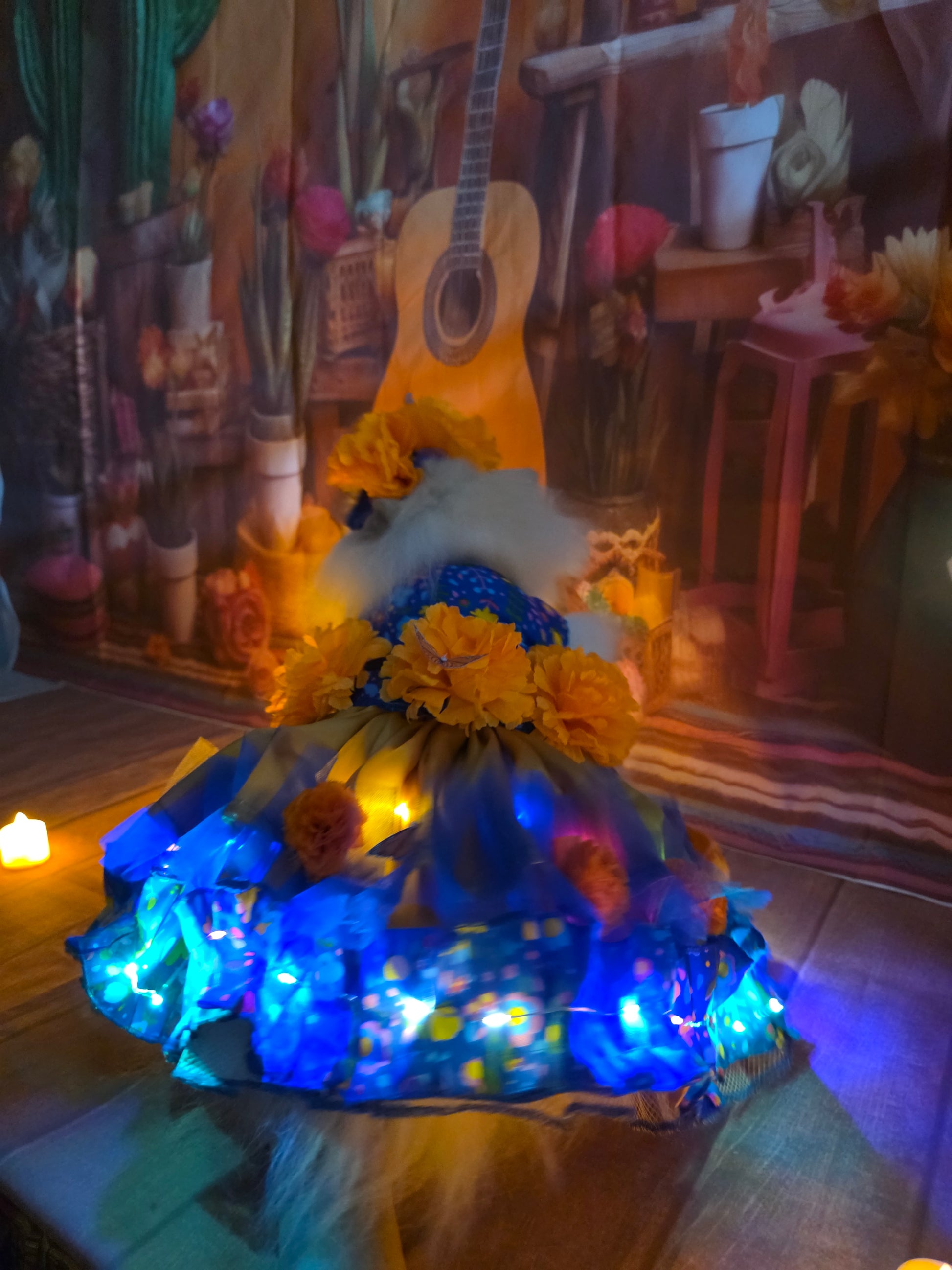 Vestido Azul catrina luces