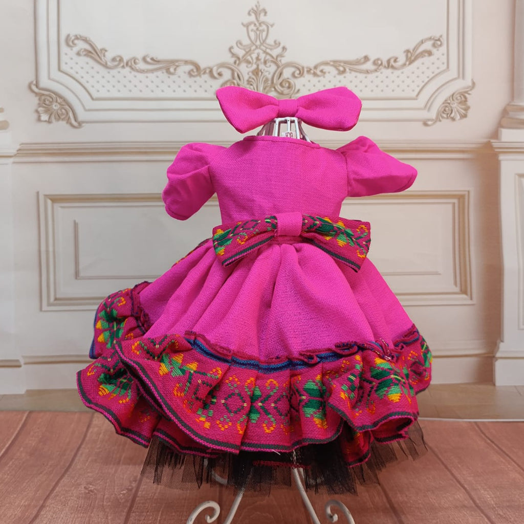 Vestido Escaramuza Sarape Rosa 🌸