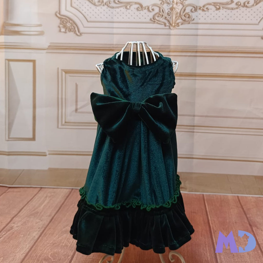 Vestido batita terciopelo verde