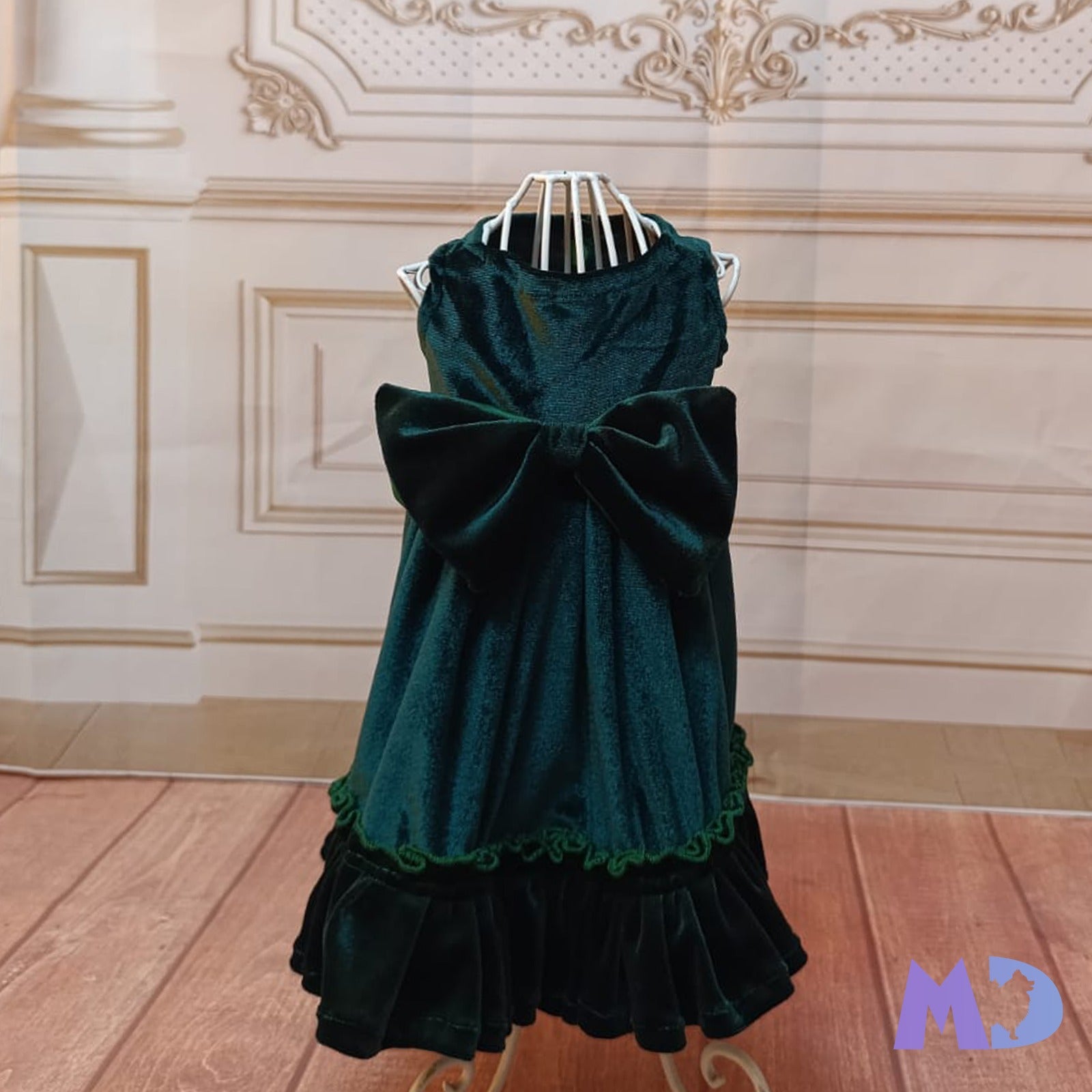 Vestido batita terciopelo verde