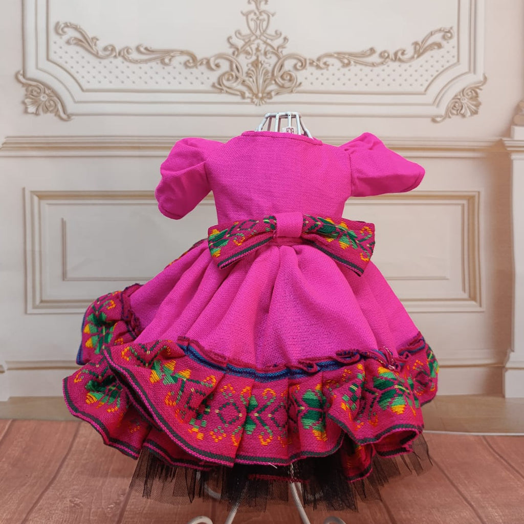 Vestido Escaramuza Sarape Rosa 🌸