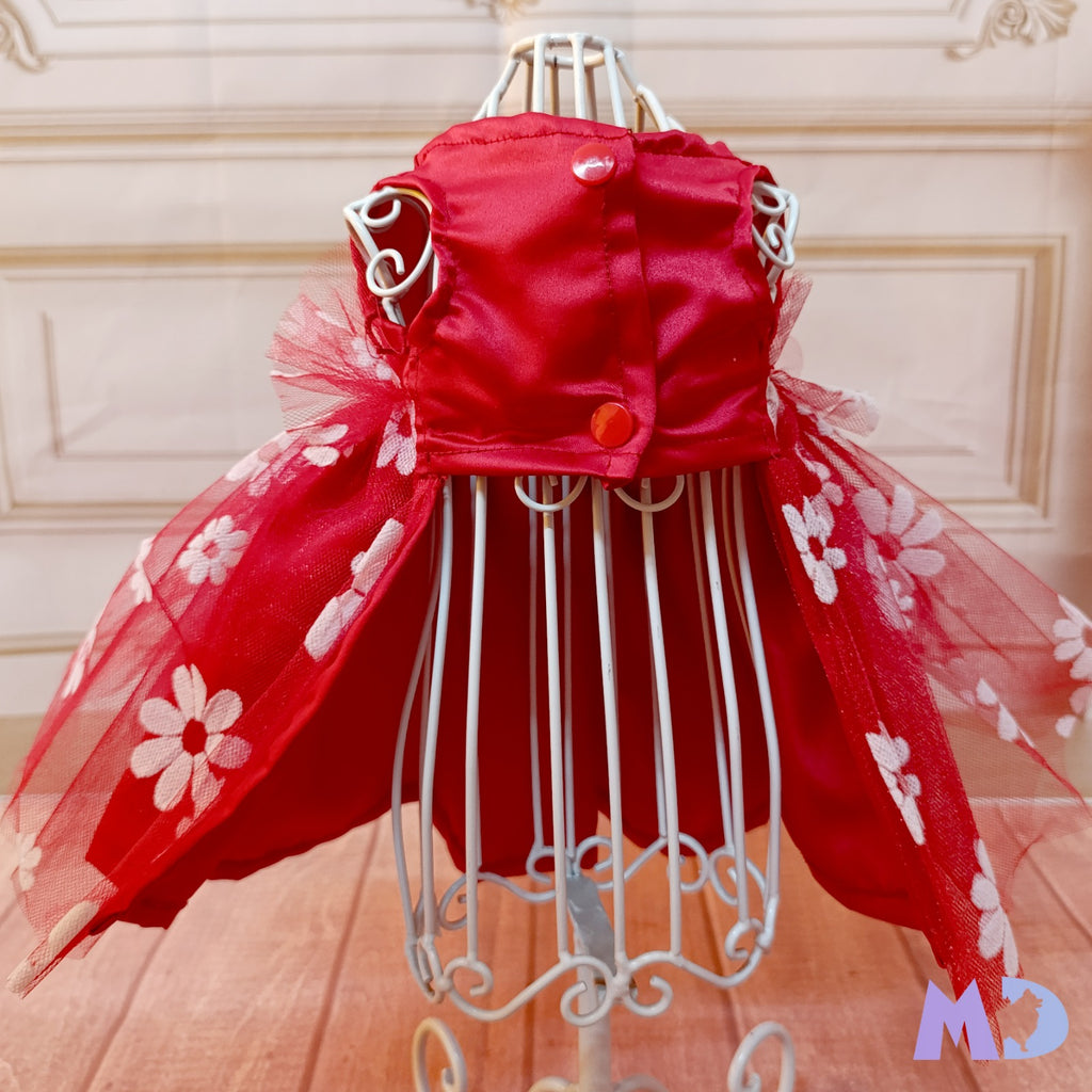 Vestido margaritas rojo