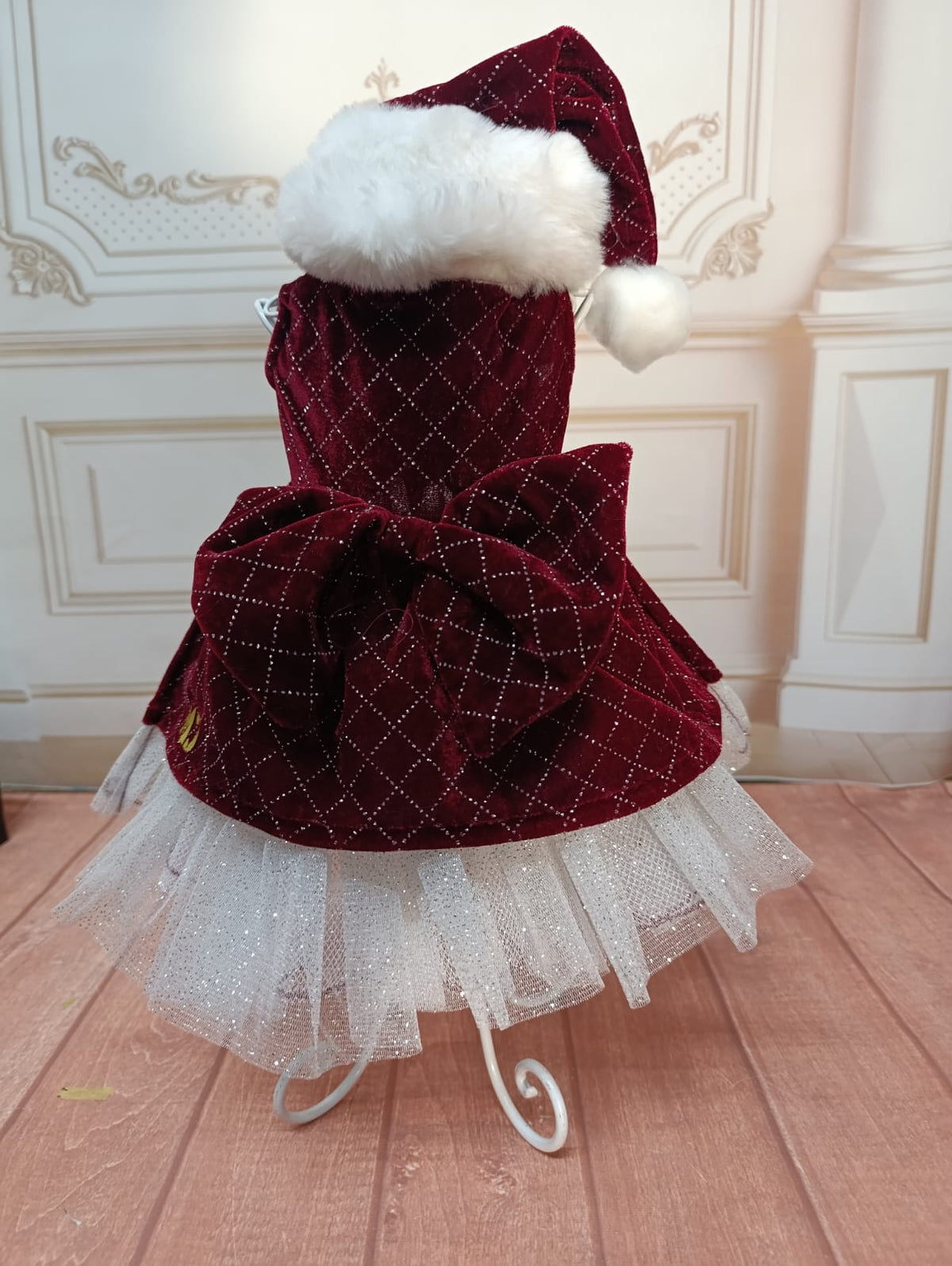 Vestido Santa delux Tinto con brillos