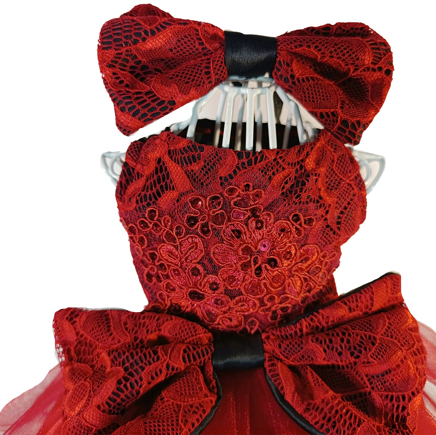 Vestido rojo con aplicacion rojo