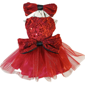 Vestido rojo con aplicacion rojo