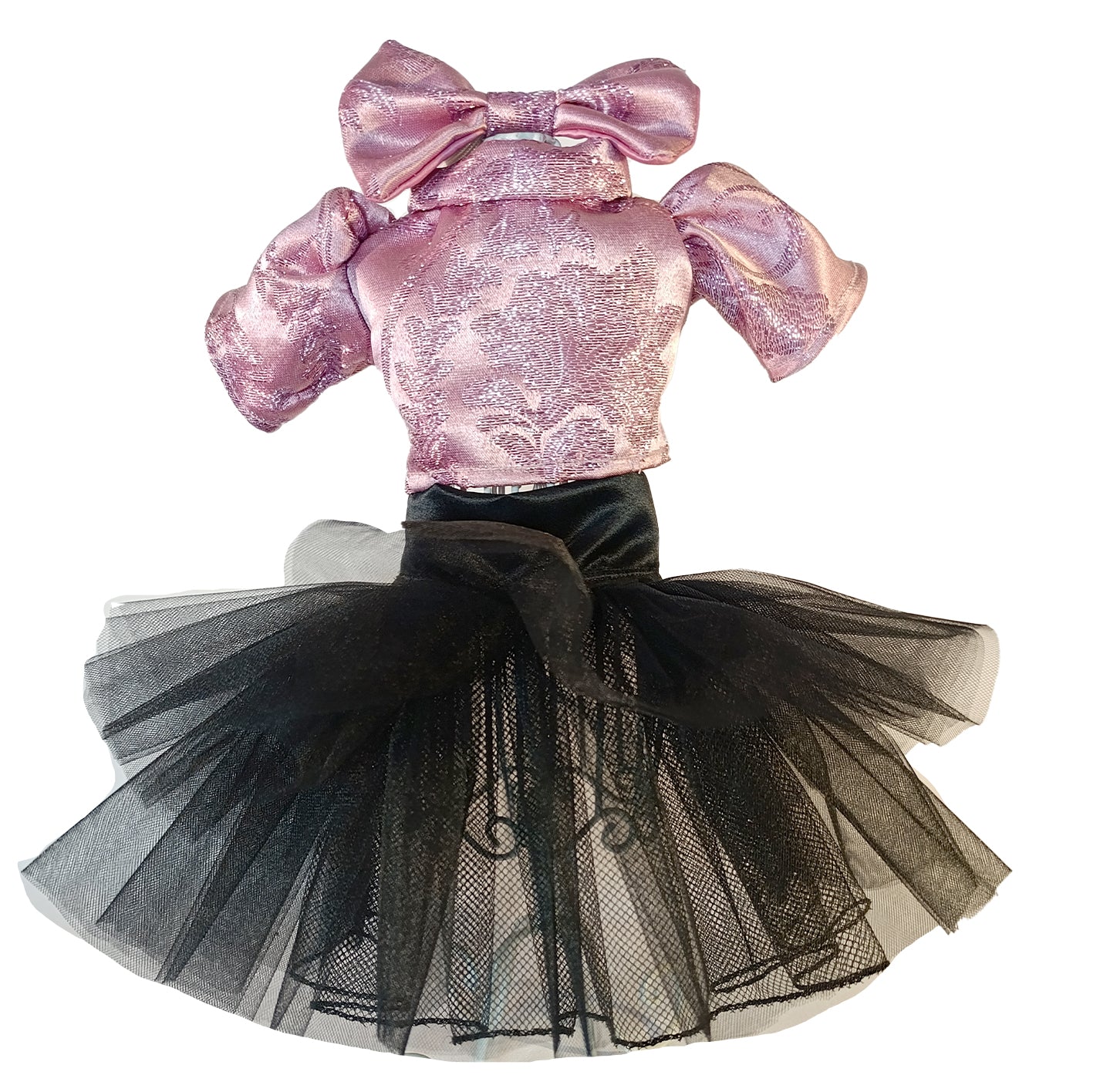 Chamarra rosa tutu negro